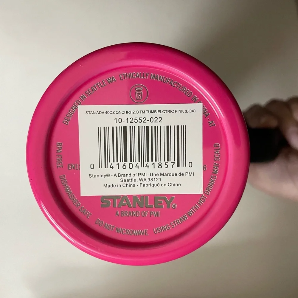 NIB Stanley Quencher H2.0 FlowState Tumbler Neon Pink & Black Color 40oz - Picture 4 of 16
